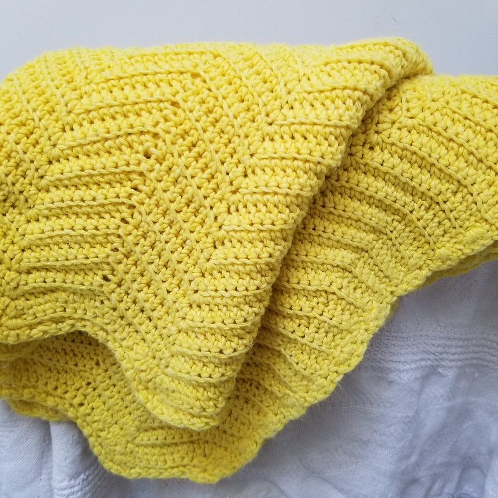 Handmade Knitted Yellow Blanket